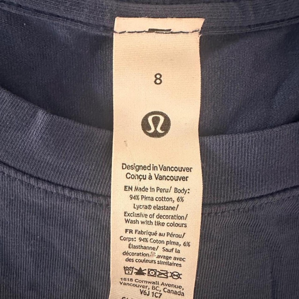 Lulu lemon navy top size 8